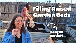 FILLING RAISED GARDEN BEDS | 2025 vegetable garden set up for a busy family