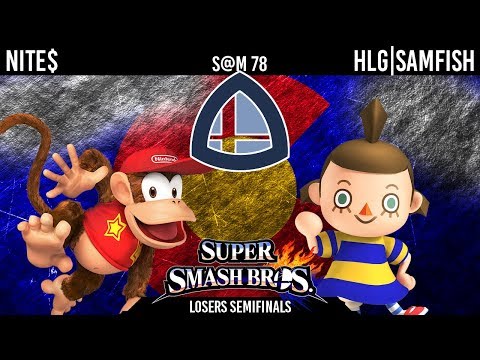 Sm4sh@Mines 78 - Nite$ (Diddy Kong) Vs. HLG|SAMFISH (Villager) - Losers Semifinals