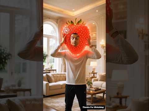 Ronaldo ate strawberries and his face turned into a strawberry 😥 #shorts #ai #ronaldo #messi
