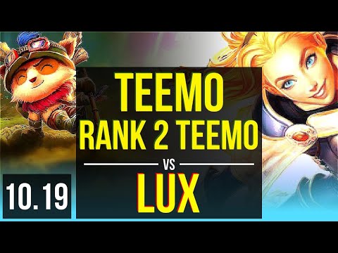 TEEMO & Cassiopeia vs LUX & Caitlyn (SUPPORT) | Rank 2 Teemo, 900+ games | BR Challenger | v10.19