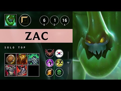 Zac Top vs Urgot - KR Grandmaster Patch 25.16