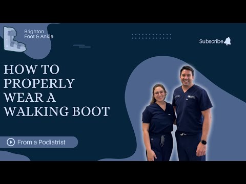 Part of a video titled How to Properly Wear a Walking Boot | Podiatrist Tips - YouTube