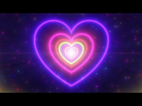 Neon Lights Love Heart Tunnel and Romantic Abstract Glow Particles 4K Moving Wallpaper Backgrond