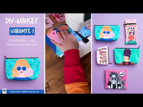 DIY Nähset Kosmetik und Geschenktaschen aus Softshell selbernähen - Anleitung 1