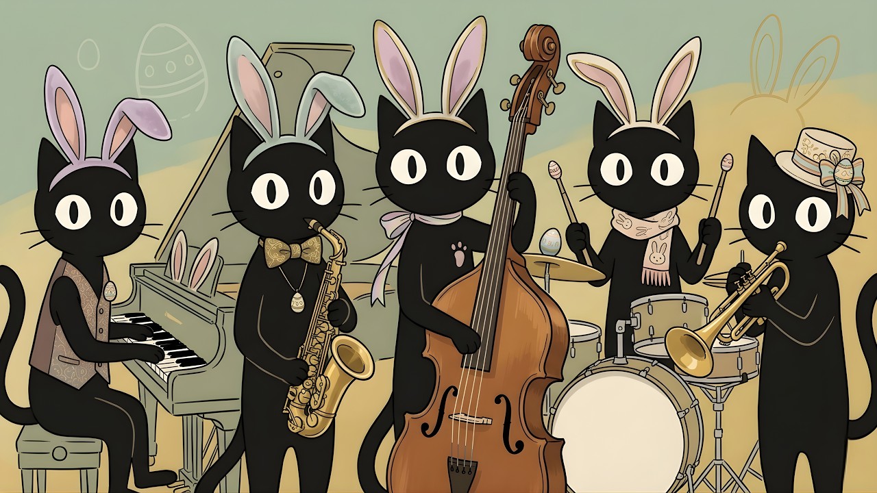 Cheerful Easter Jazz for Productivity: Relaxing Cats Band  Instrumental Music