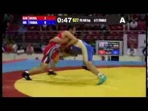 P.Yarahmadi (IRI) vs D.Buziashvili (GEO) 66kg 1/2 Final - 2013 Junior World Championships
