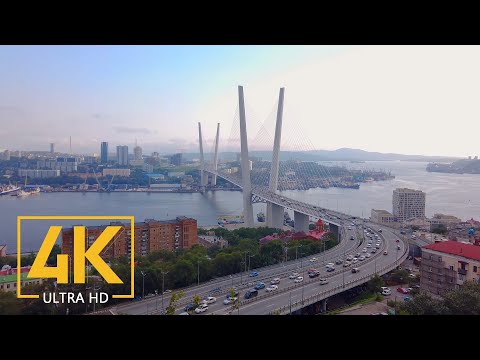 Passeio a pé em 4K com sons da cidade - Viagem a Vladivostok, Rússia