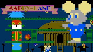 Mappy-Land (FC · Famicom) original video game | full game (4 stories) completion session 🎮