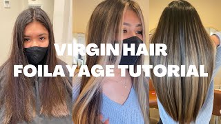 LONG DARK VIRGIN HAIR BALAYAGE TUTORIAL!