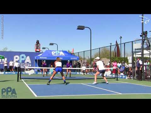 Epic Women's Pro Doubles rally at the Pro Pickleball Association Tour stop in Phoenix, AZ (Feb 2021)