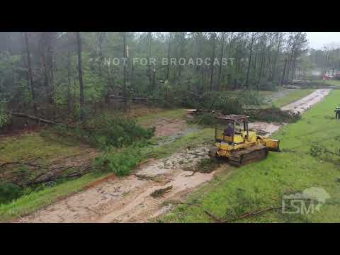 04-05-2022 Grady, Alabama Tornado Damage - Trailer Tossed - Trees Shredded - Drone