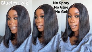 GLUELESS BOB WIG INSTALL | BOB WIG INSTALL FOR BEGINNERS