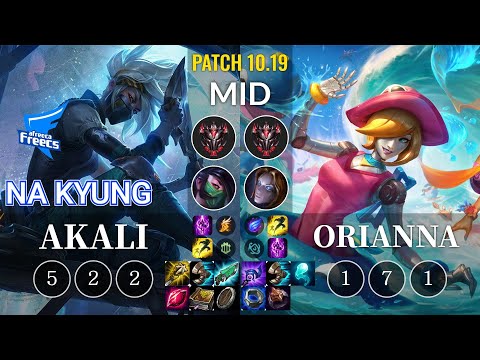 AF Na Kyung Akali vs Orianna Mid - KR Patch 10.19