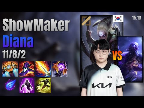 ShowMaker Mid Diana vs Ryze lol KR solo rank Full Game 15.10 | 쇼메이커 다이애나 vs 라이즈