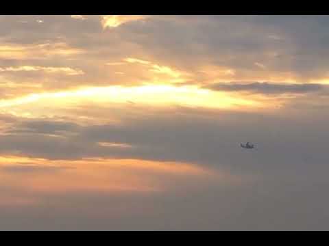 V22 Osprey flies in San Diego sunset