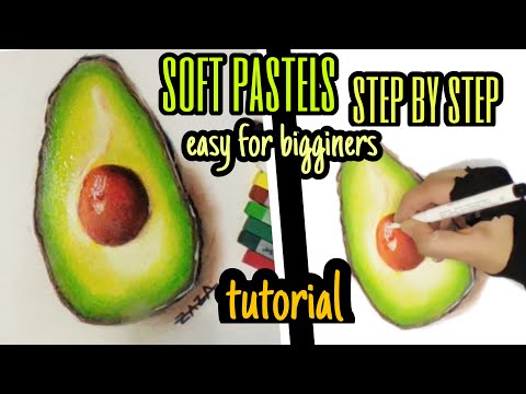 Draw hyperrealitic avocado step by step  for bigginers using soft pastels  tutorial real time