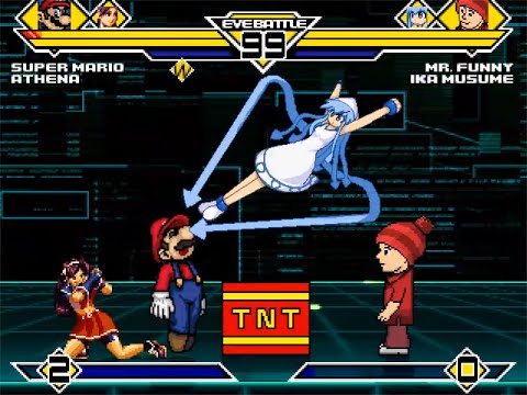 SK MUGEN - Super Mario & Athena Asamiya vs Mr. Funny & Ika Musume