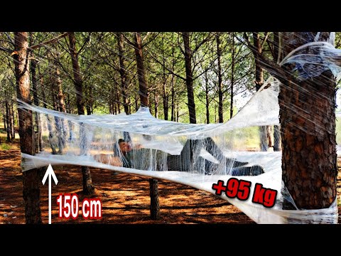 Amazing Bushcraft Tent Made From Plastic Wrap | Solo Camping Heavy Rain Plastic Wrap