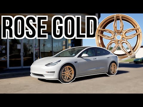Satin Gray Tesla Model 3 Gets Rose Gold ADV 1 Wheels | EVS Vlog