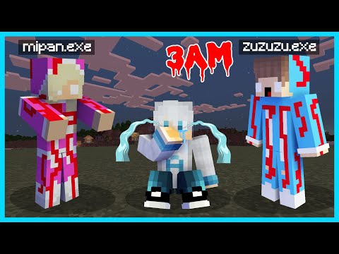 AKUDAV -  MIPAN & ZUZUZU BECOME EVIL GHOSTS IN MINECRAFT AT 3 AT NIGHT!  AKUDAV IS VERY SCARED