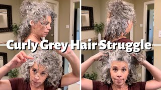 On the Struggle Bus with my CURLY GREY HAIR | Frizz, Corkscrew Curls, Grey Pattern