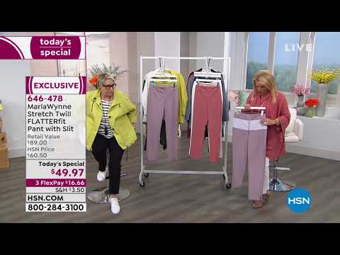 MarlaWynne Stretch Twill FLATTERfit Pant with Slit