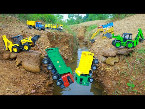 Jcb River Sand Loading Truck | Swaraj Dumper Ford Tipper Accident Pulling JCB ? Cartoon Video CS Toy