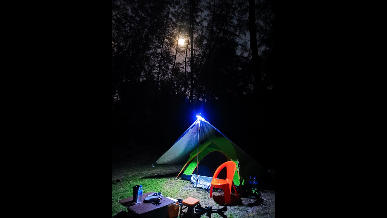 One with nature: Full moon off grid overnight camping alone.