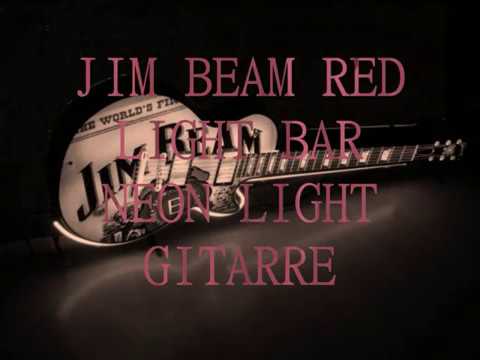 JIM BEAM RED LIGHT BAR NEON LIGHT GITARRE GIBSON LES PAUL vintag