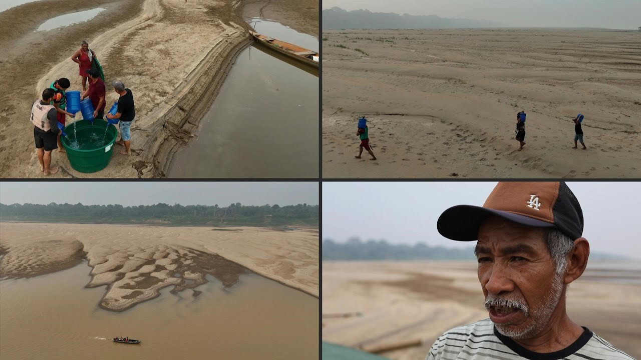 Moradores de Humaitá, no Amazonas, sofrem com a seca do rio Madeira | AFP