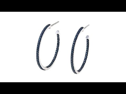 0.513ctw Blue Diamond InsideOutside Hoop Earrings