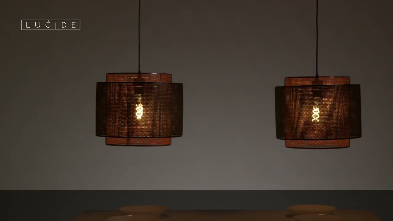 Lucide Orrin 2 Arm Ceiling Pendant Light - Black and Copper
