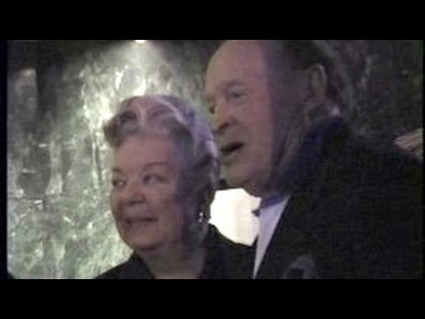 BOB HOPE dines with 1940s film star FRANCES LANGFORD -- 1995