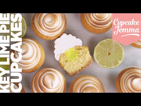 Key Lime Pie Cupcakes Recipe with Toasted Meringue Icing & Lime Filling | Cupcake Jemma