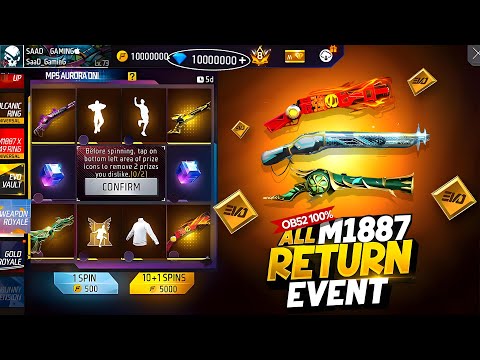 OB52 100% Rückgabe-Event für alle M1887 in Free Fire | Nächstes Mystery-Shop-Rabatt-Event | Neues...