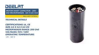 Motor Start Capacitor – 200 – 240 Microfarads - 8.5 x 3.6 x 8.5 cm