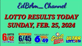 Lotto Results Today, Sunday (February 25, 2024)