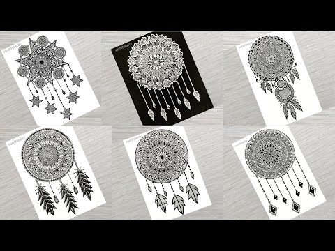 How to draw Dream Catcher mandala art Easy mandala drawing How to draw Mandala for Beginners