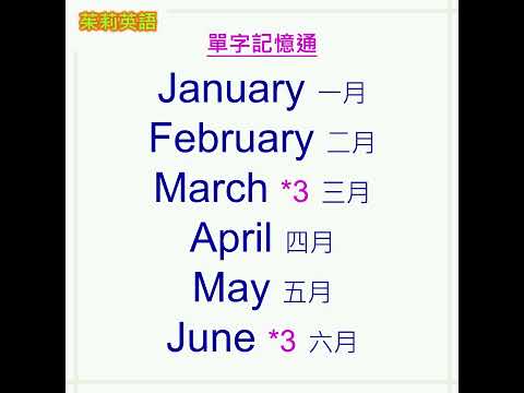 月份英文單字。一分鐘學會12個月份的單字。用有趣的單字記憶通，快速記憶12個英文單字。#shorts #月份英文 #英文單字 #英文學習 #國中英文