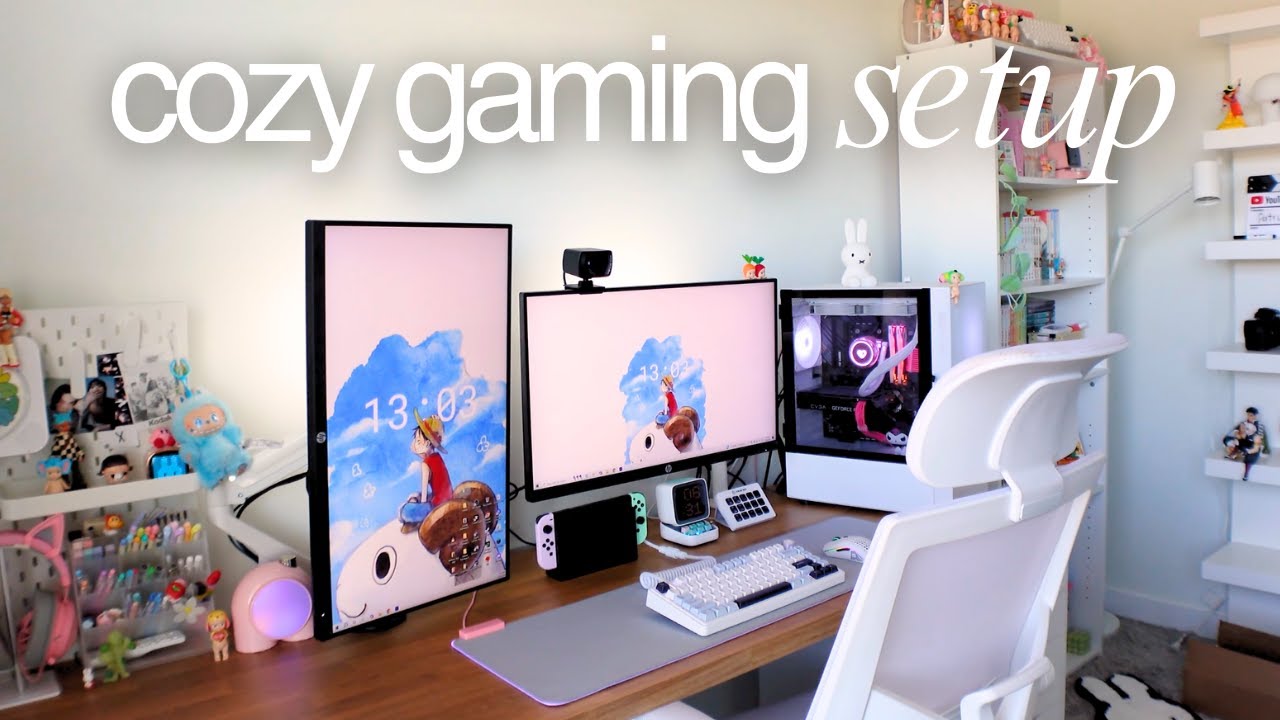 building my dream cozy desk setup for gaming & productivity ☁️