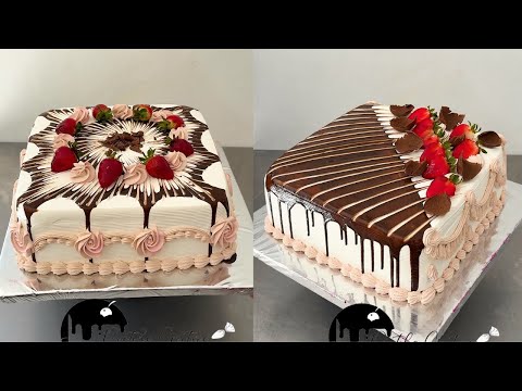 The easiest cake you'll see today | How to decorate a square cake easily and simply, step by step.