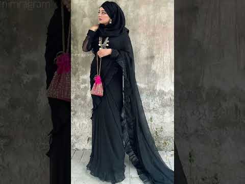 Most trending beautiful saree  with hijab stylish wear dresses #hijabgirl, #sareefashion ,#subscribe