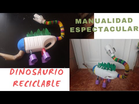 como hacer un DINOSAURIO reciclado con botellas plásticas y cartón