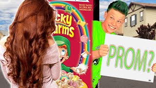 Asking My CRUSH to Prom with GIANT LUCKY CHARMS BOX!