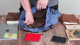 Надійний текстильний рюкзак що закривається клапаном на магніт Vintage 22154 синій