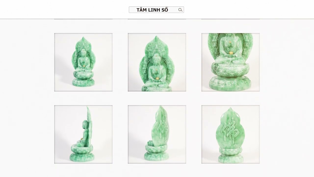 Tượng Phật A Di Đà cẩm thạch lá bồ đề hào quang để xe ô tô, bàn thờ - Cao 19cm ngồi