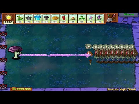 Plants vs Zombies Minigames Zombotany 2 - 1 Scaredy shroom vs All ZOmbie