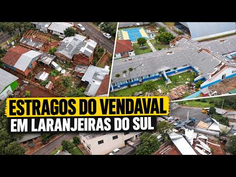 Imagens mostram dimensão dos estragos após temporal em Laranjeiras do Sul-PR