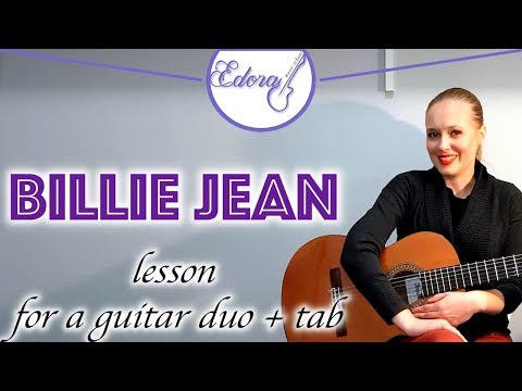 BILLIE JEAN guitar duet tutorial with chords on the screen - Michael Jackson