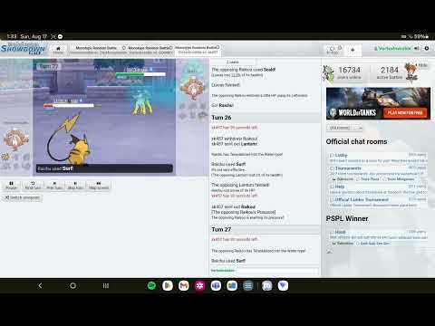 Queueing 3 random monotype games on smogon(pokémon showdown) at once and trying to win them all